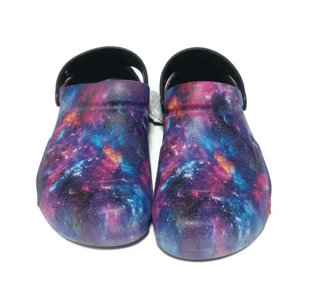 Crocs Bistro Work Graphic Clogs Mens 12 Galaxy Space Slip Resistant Work Shoes